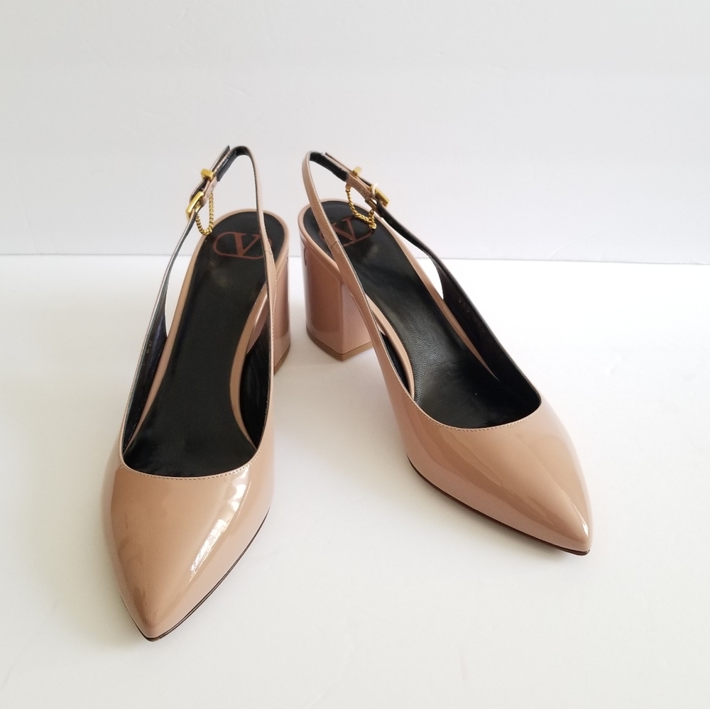 Valentino Garavani Rockstud Patent Leather Slingback Pumps Size EU 40 Ta… - Picture 6 of 8